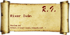 Rixer Iván névjegykártya